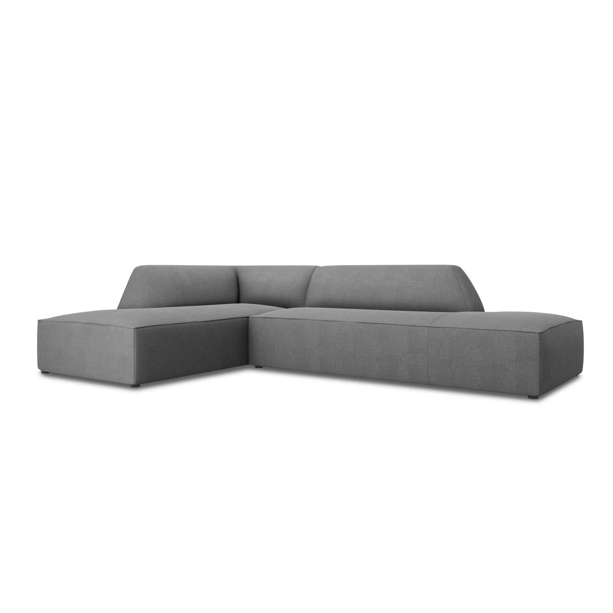 Ruby 4-Sitzer Ecksofa offen, Links, mit Bezug aus Strukturierter Stoff (Ota11) in Grau, 273x180 cm – Bild 3