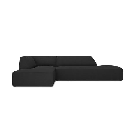 Ruby 4-Sitzer Ecksofa offen, Links, mit Bezug aus Strukturierter Stoff (Ota12) in Schwarz, 273x180 cm – Bild 1