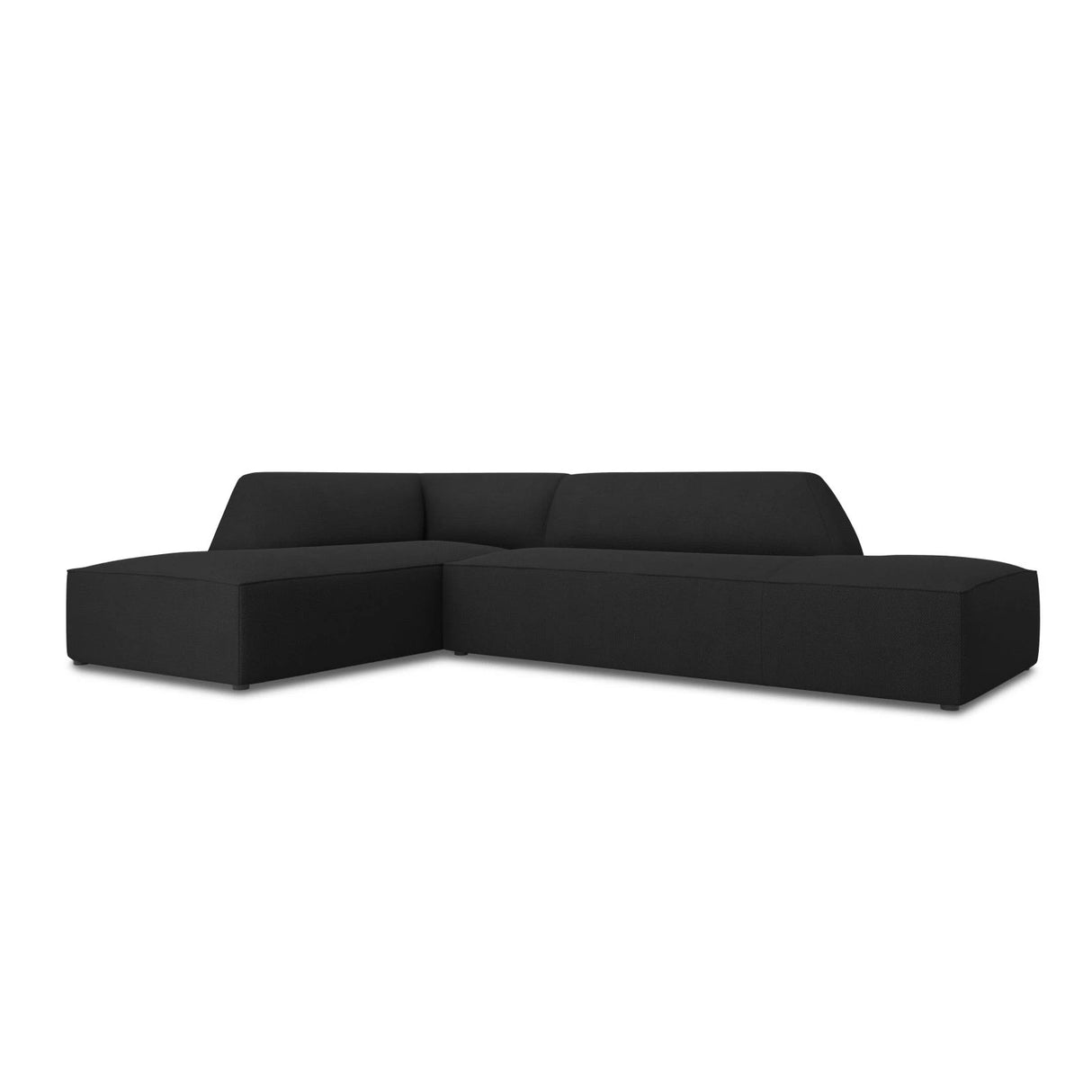 Ruby 4-Sitzer Ecksofa offen, Links, mit Bezug aus Strukturierter Stoff (Ota12) in Schwarz, 273x180 cm – Bild 3