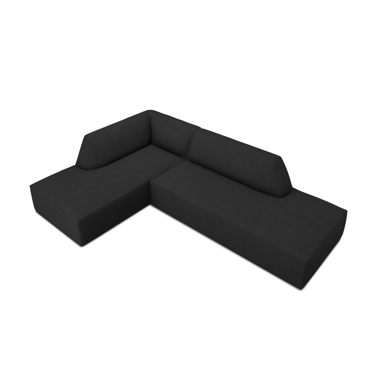 Ruby 4-Sitzer Ecksofa offen, Links, mit Bezug aus Strukturierter Stoff (Ota12) in Schwarz, 273x180 cm – Bild 4