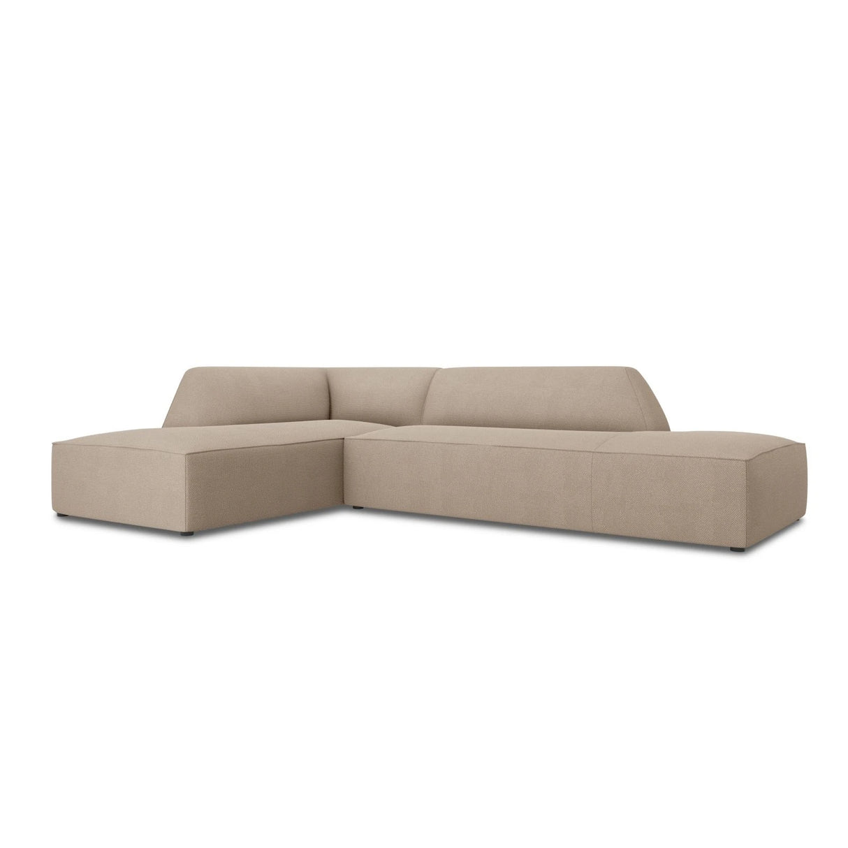 Ruby 4-Sitzer Ecksofa offen, Links, mit Bezug aus Strukturierter Stoff (Ota7) in Dunkelbeige, 273x180 cm – Bild 3