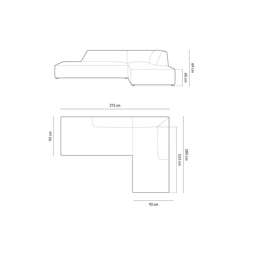 Ruby 4-Sitzer Ecksofa offen, Rechts, mit Bezug aus Cord (ScaBla) in Schwarz, 273x180 cm – Bild 3
