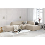 Canapé d'angle Ruby 4 places, ouvert, côté droit, avec revêtement en velours, velours côtelé ou tissu texturé, 273 x 180 cm