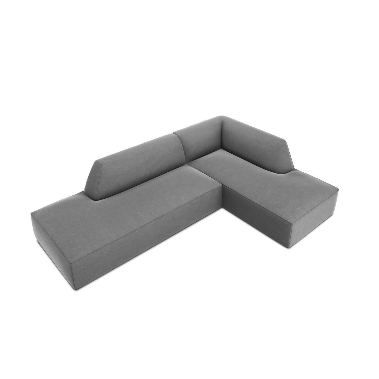 Ruby 4-Sitzer Ecksofa offen, Rechts, mit Bezug aus Samt (Sal17) in Grau, 273x180 cm – Bild 6