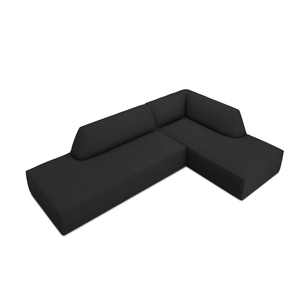Ruby 4-Sitzer Ecksofa offen, Rechts, mit Bezug aus Strukturierter Stoff (Ota12) in Schwarz, 273x180 cm – Bild 4