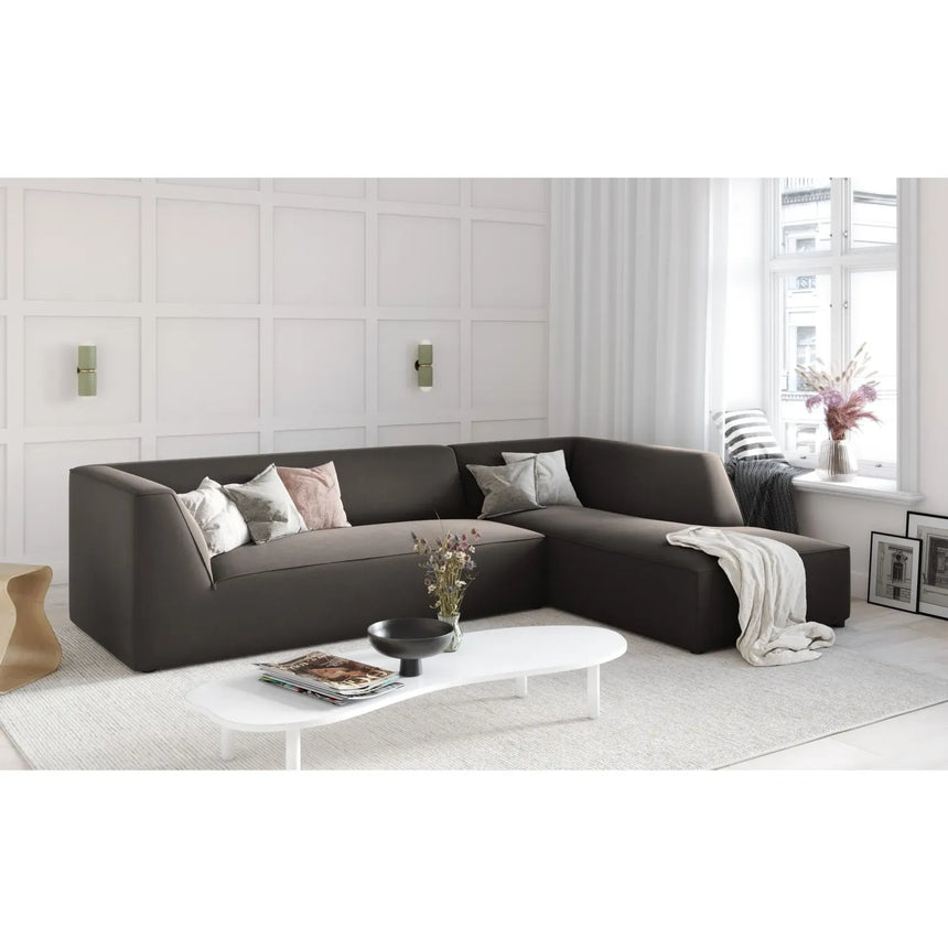 Ruby 4-Sitzer Ecksofa Rechts, mit Bezug aus Samt, Cord oder Strukturstoff, 273x180 cm - ZEN ZONE Furniture