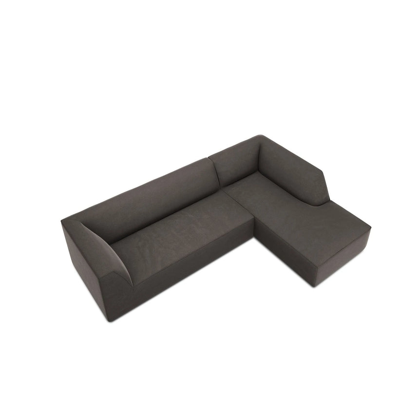Ruby 4-Sitzer Ecksofa Rechts, mit Bezug aus Samt (Sal18) in Dunkelgrau, 273x180 cm – Bild 7
