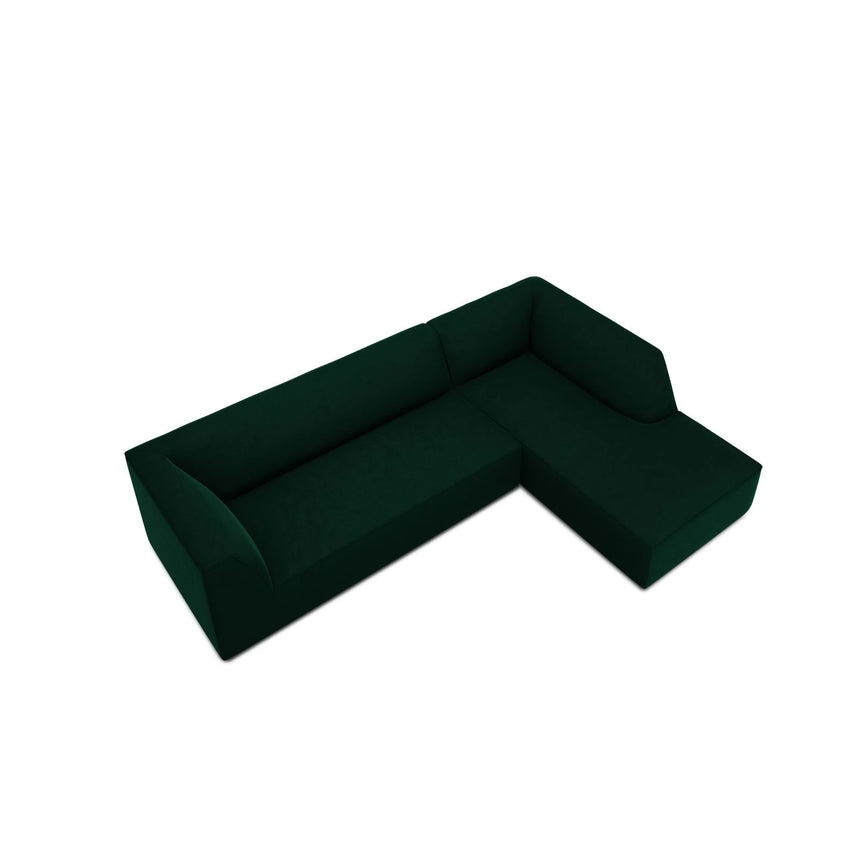 Ruby 4-Sitzer Ecksofa Rechts, mit Bezug aus Samt (Sal7) in Flaschengrün, 273x180 cm – Bild 7