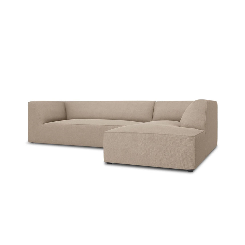 Ruby 4-Sitzer Ecksofa Rechts, mit Bezug aus Strukturierter Stoff (Ota7) in Dunkelbeige, 273x180 cm – Bild 3