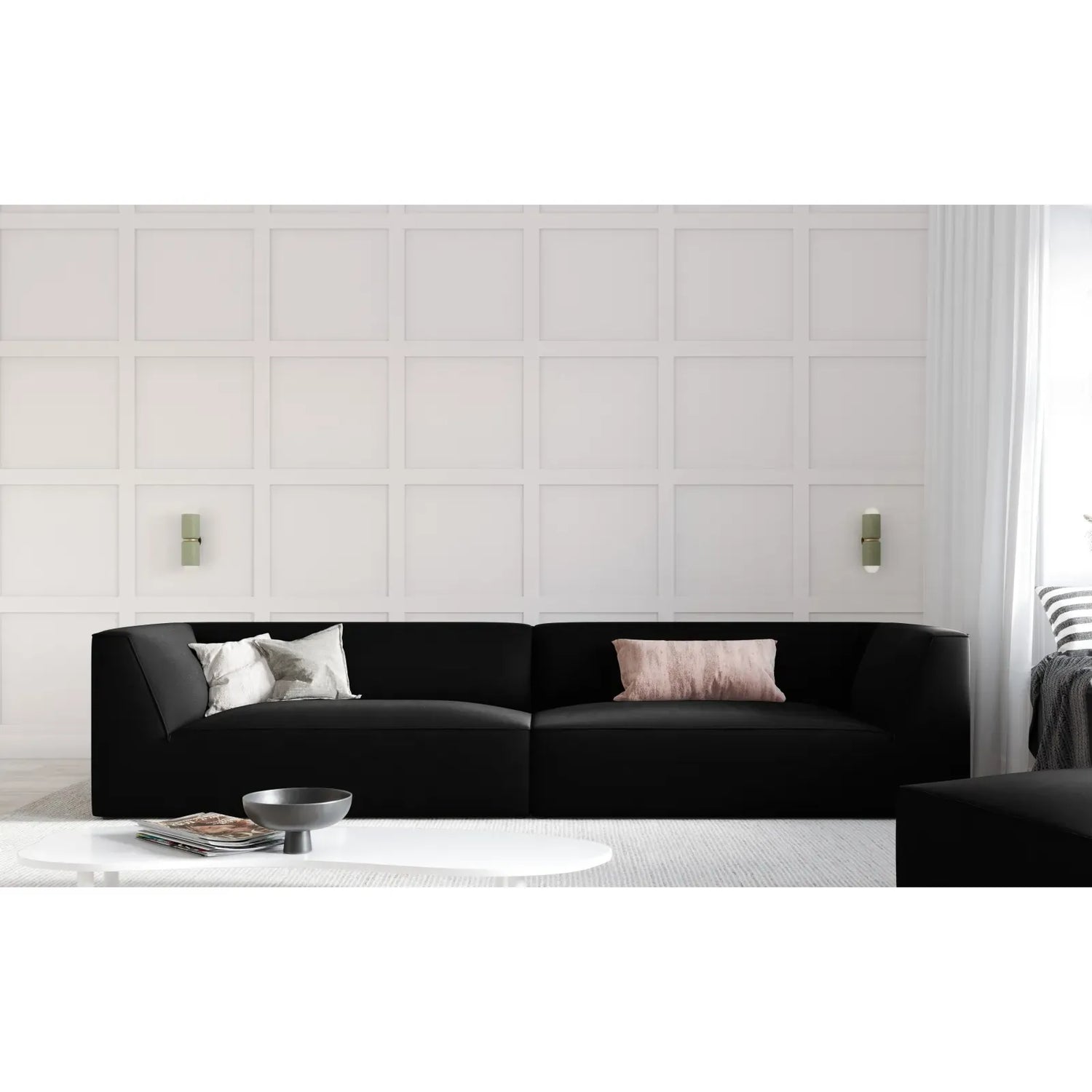 Ruby 4-Sitzer Sofa mit Bezug aus Samt, Cord oder Strukturstoff, 302x93 cm - ZEN ZONE Furniture