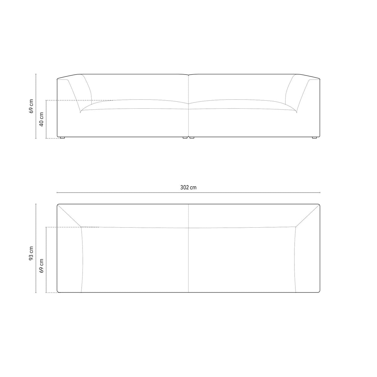 Ruby 4-Sitzer Sofa mit Bezug aus Samt (Sal19) in Schwarz, 302x93 cm – Bild 3
