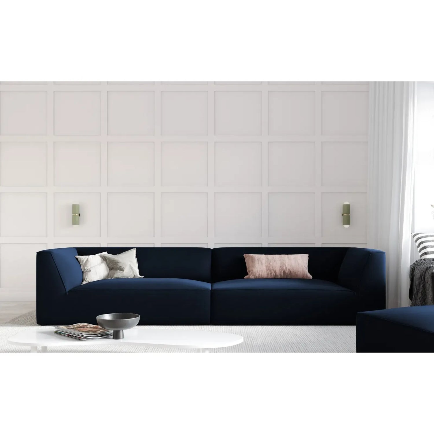 Ruby 4-Sitzer Sofa mit Bezug aus Samt, Cord oder Strukturstoff, 302x93 cm - ZEN ZONE Furniture