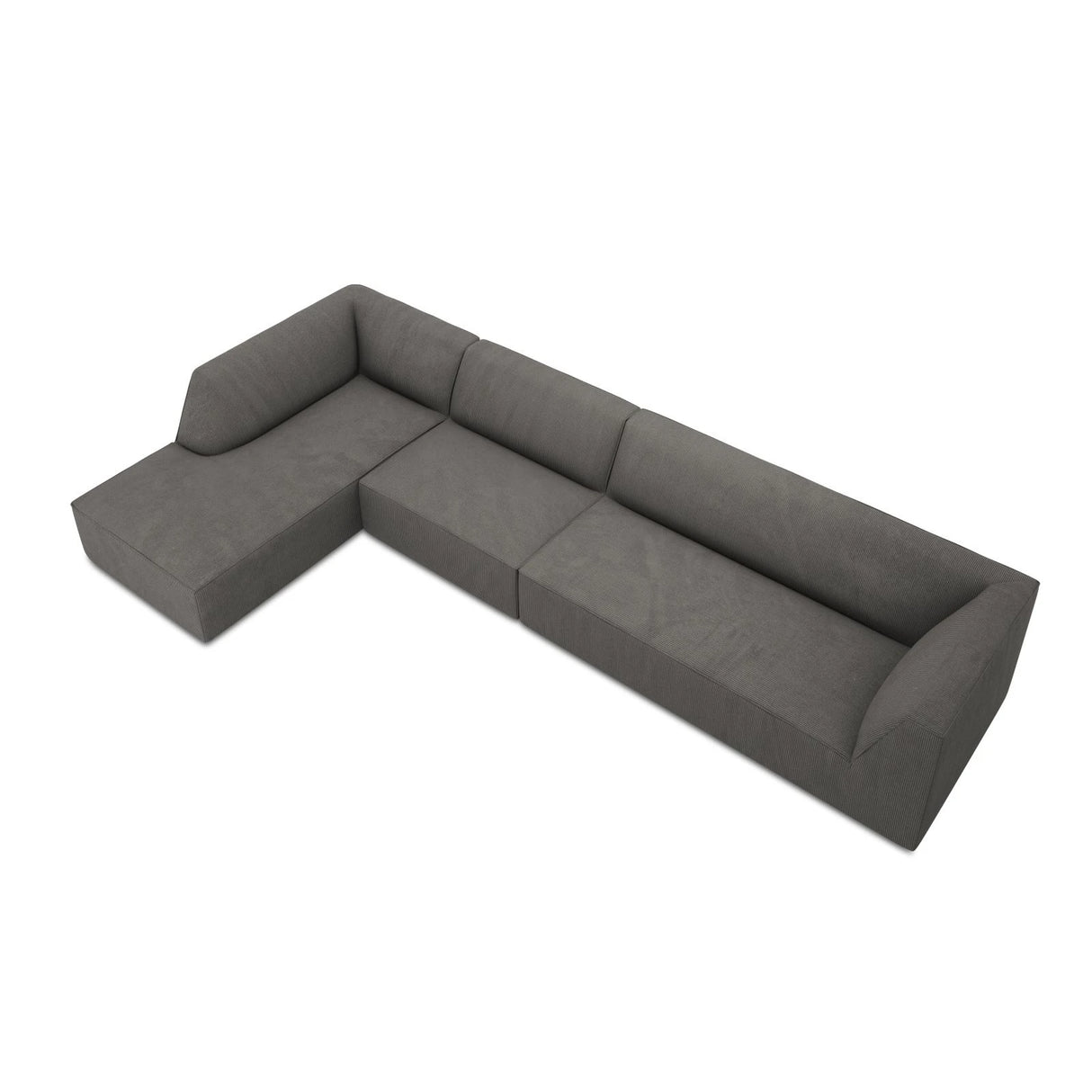 Ruby 5-Sitzer Ecksofa Links, mit Bezug aus Cord (ScaAnt) in Dunkelgrau, 366x180 cm – Bild 7