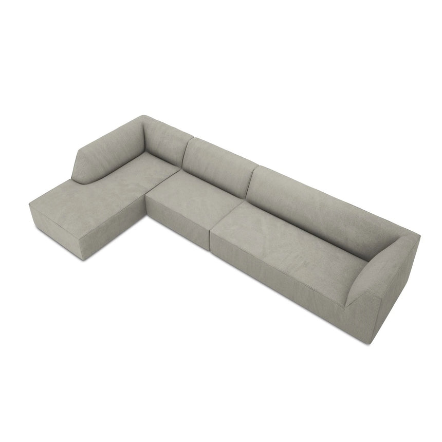 Ruby 5-Sitzer Ecksofa Links, mit Bezug aus Cord (ScaAsh) in Hellgrau, 366x180 cm – Bild 7