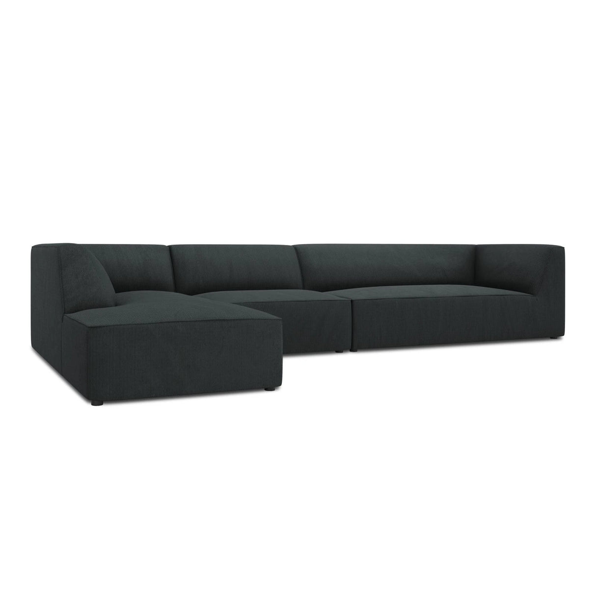 Ruby 5-Sitzer Ecksofa Links, mit Bezug aus Cord (ScaBla) in Schwarz, 366x180 cm – Bild 6