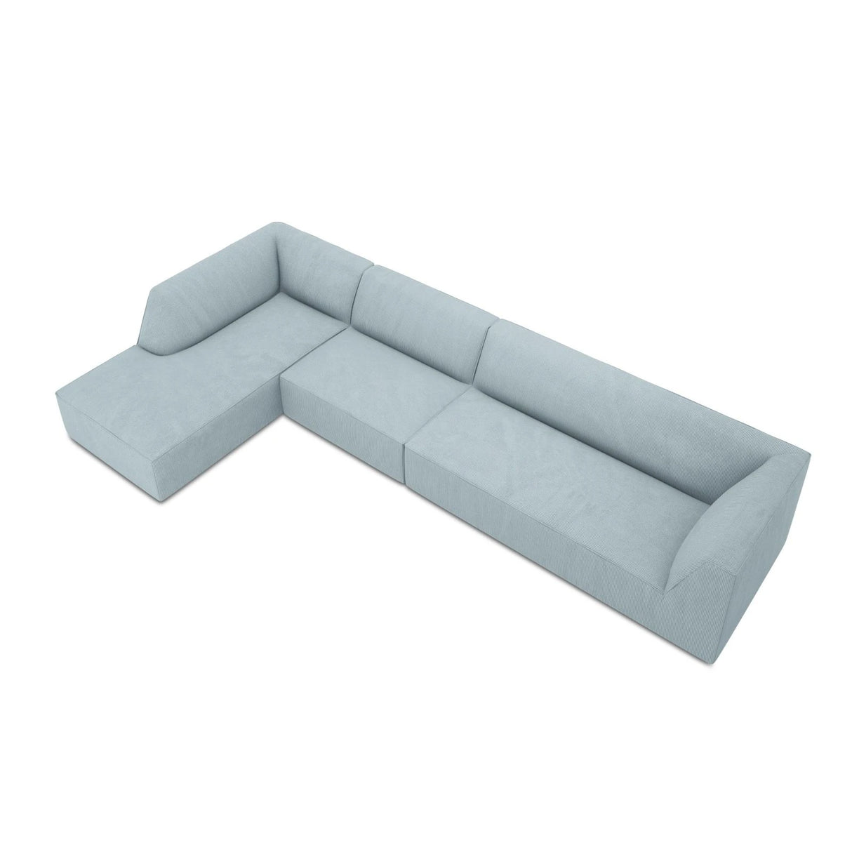 Ruby 5-Sitzer Ecksofa Links, mit Bezug aus Cord (ScaSky) in Hellblau, 366x180 cm – Bild 7