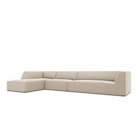 Ruby 5-Sitzer Ecksofa Links, mit Bezug aus Samt (Sal1) in Beige, 366x180 cm – Bild 5