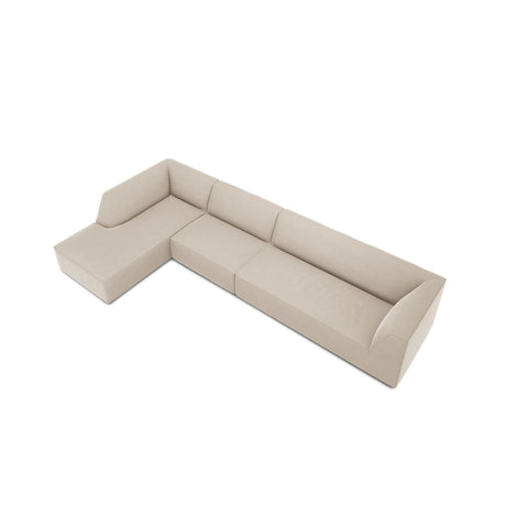 Ruby 5-Sitzer Ecksofa Links, mit Bezug aus Samt (Sal1) in Beige, 366x180 cm – Bild 7