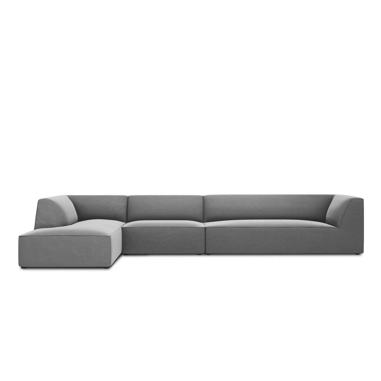 Ruby 5-Sitzer Ecksofa Links, mit Bezug aus Samt (Sal17) in Grau, 366x180 cm – Bild 1
