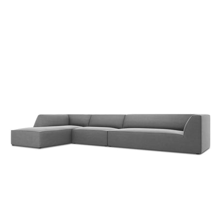 Ruby 5-Sitzer Ecksofa Links, mit Bezug aus Samt (Sal17) in Grau, 366x180 cm – Bild 5