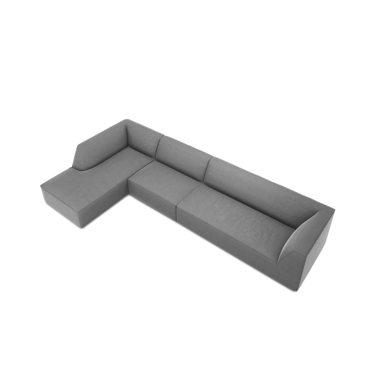 Ruby 5-Sitzer Ecksofa Links, mit Bezug aus Samt (Sal17) in Grau, 366x180 cm – Bild 7