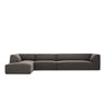 Ruby 5-Sitzer Ecksofa Links, mit Bezug aus Samt (Sal18) in Dunkelgrau, 366x180 cm – Bild 1