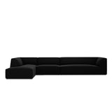 Ruby 5-Sitzer Ecksofa Links, mit Bezug aus Samt (Sal19) in Schwarz, 366x180 cm – Bild 1