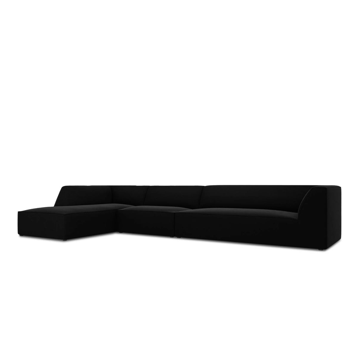 Ruby 5-Sitzer Ecksofa Links, mit Bezug aus Samt (Sal19) in Schwarz, 366x180 cm – Bild 5