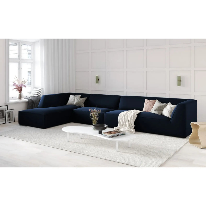 Ruby 5-Sitzer Ecksofa Links, mit Bezug aus Samt, Cord oder Strukturstoff, 366x180 cm - ZEN ZONE Furniture