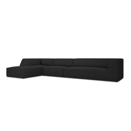 Ruby 5-Sitzer Ecksofa Links, mit Bezug aus Strukturierter Stoff (Ota12) in Schwarz, 366x180 cm – Bild 3
