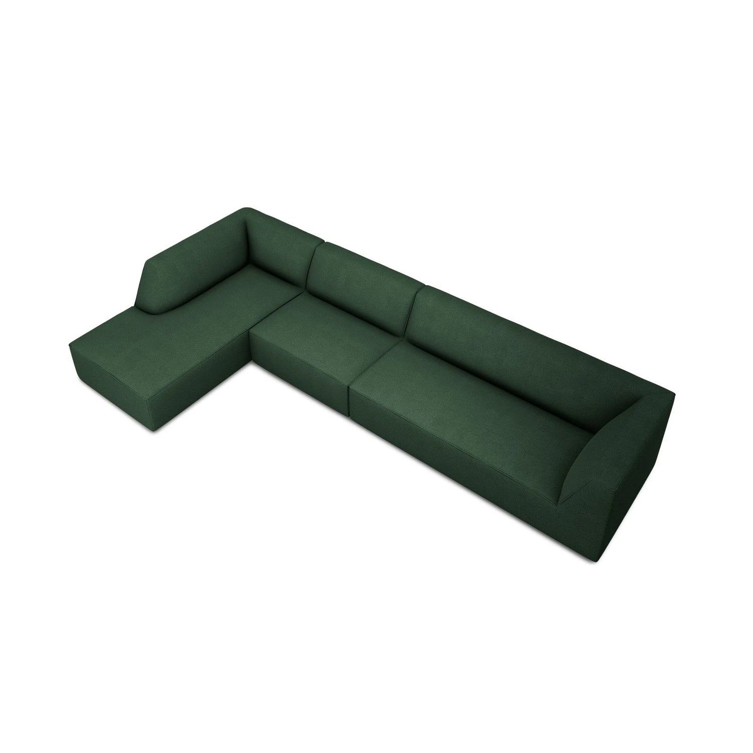 Ruby 5-Sitzer Ecksofa Links, mit Bezug aus Strukturierter Stoff (Ota14) in Grün, 366x180 cm – Bild 5