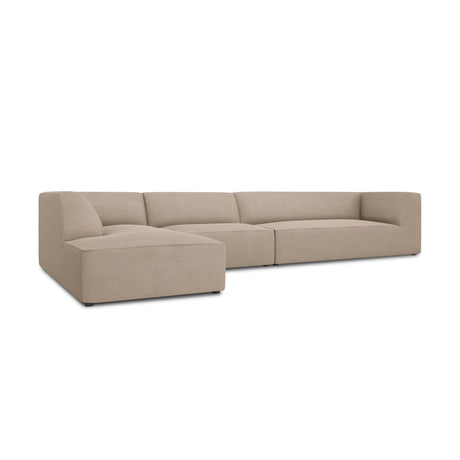Ruby 5-Sitzer Ecksofa Links, mit Bezug aus Strukturierter Stoff (Ota7) in Dunkelbeige, 366x180 cm – Bild 4