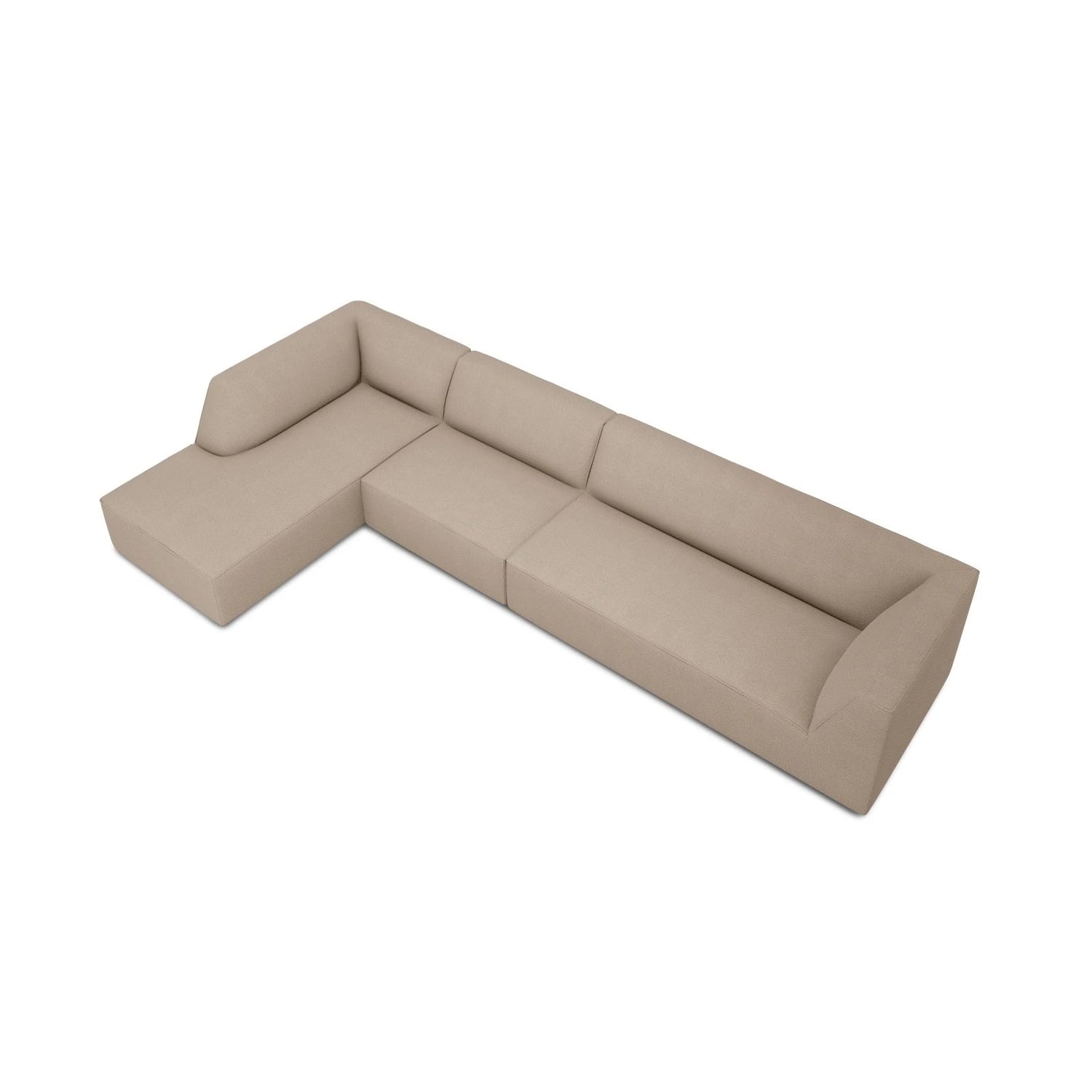 Ruby 5-Sitzer Ecksofa Links, mit Bezug aus Strukturierter Stoff (Ota7) in Dunkelbeige, 366x180 cm – Bild 5