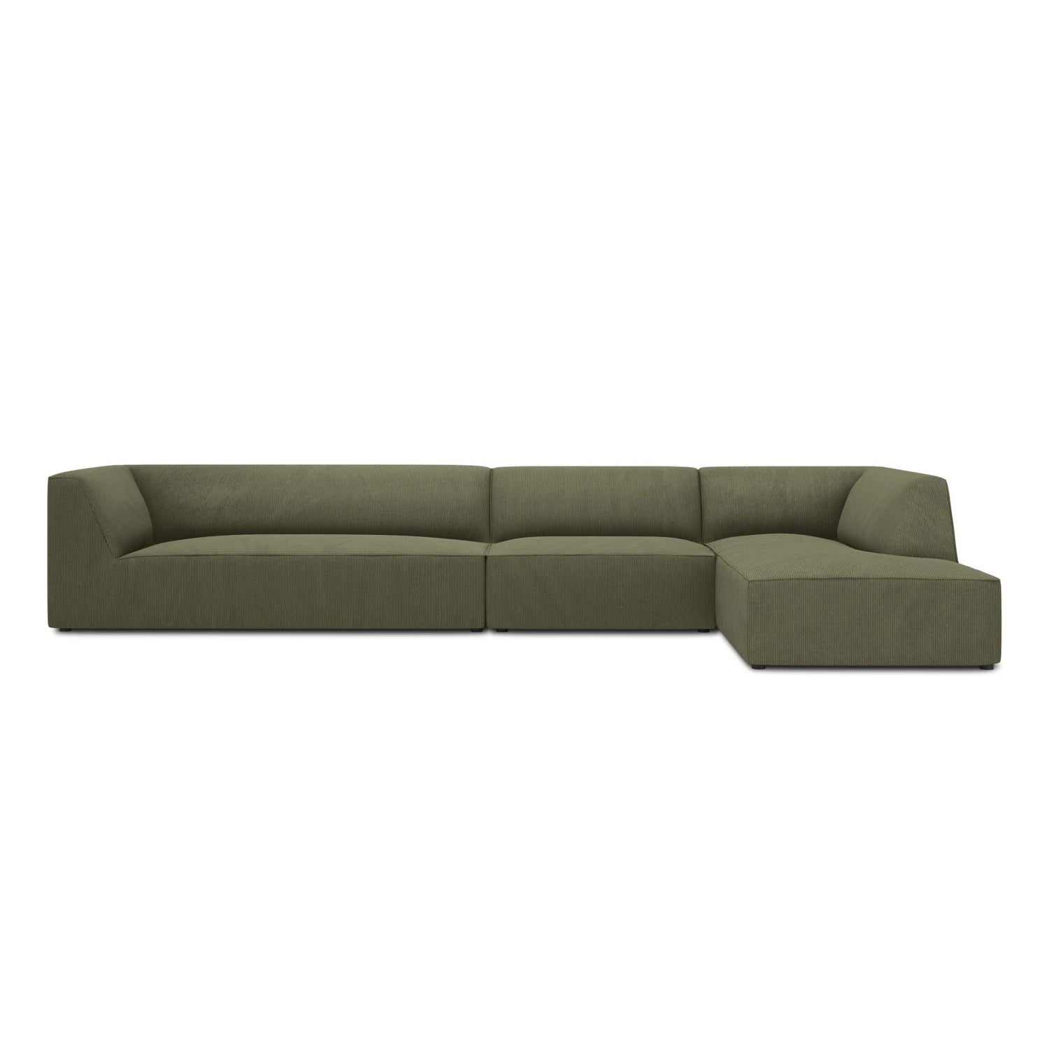 Ruby 5-Sitzer Ecksofa Rechts, mit Bezug aus Cord (ScaFor) in Grün, 366x180 cm – Bild 1