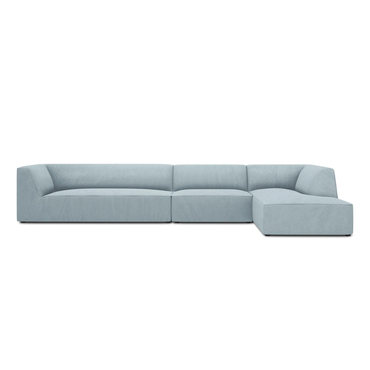 Ruby 5-Sitzer Ecksofa Rechts, mit Bezug aus Cord (ScaSky) in Hellblau, 366x180 cm – Bild 1
