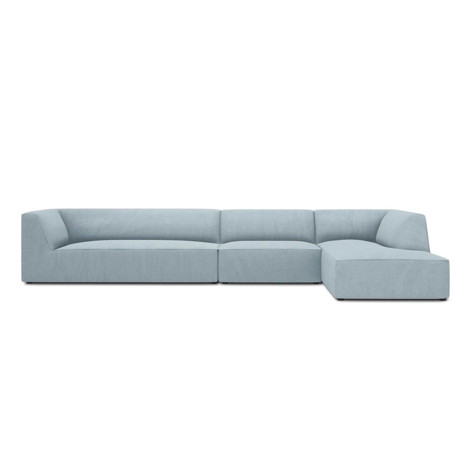 Ruby 5-Sitzer Ecksofa Rechts, mit Bezug aus Cord (ScaSky) in Hellblau, 366x180 cm – Bild 1