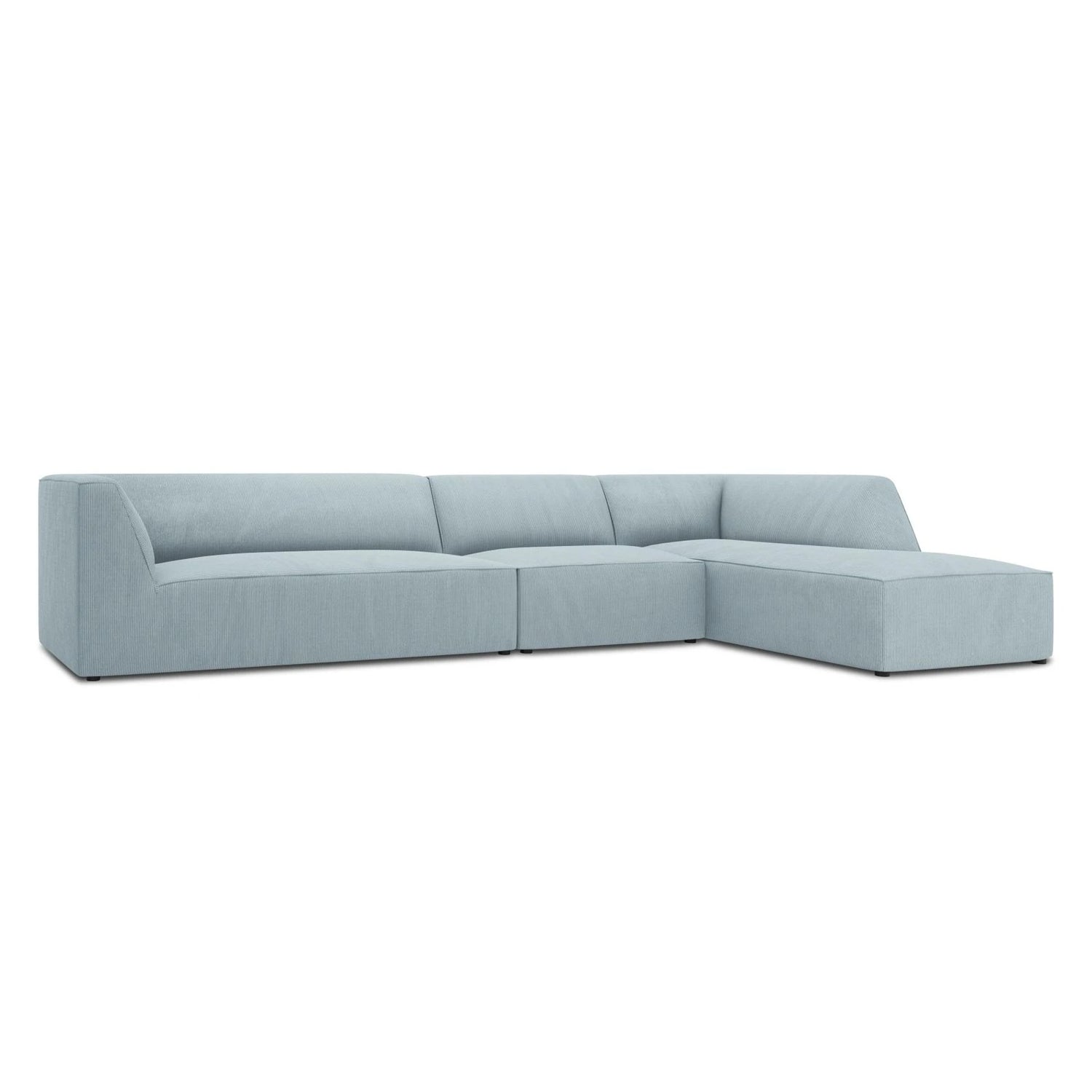 Ruby 5-Sitzer Ecksofa Rechts, mit Bezug aus Cord (ScaSky) in Hellblau, 366x180 cm – Bild 5