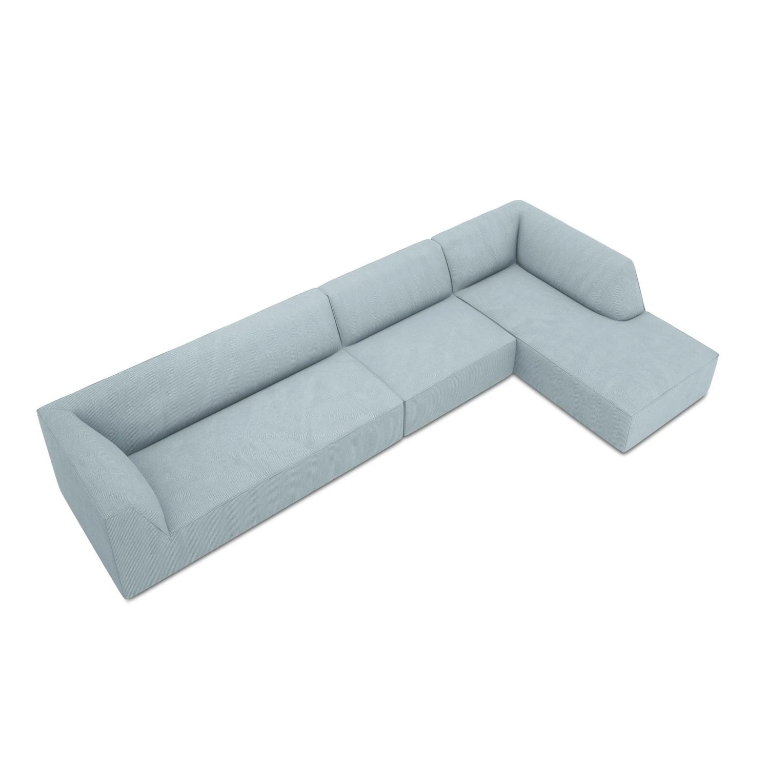 Ruby 5-Sitzer Ecksofa Rechts, mit Bezug aus Cord (ScaSky) in Hellblau, 366x180 cm – Bild 7