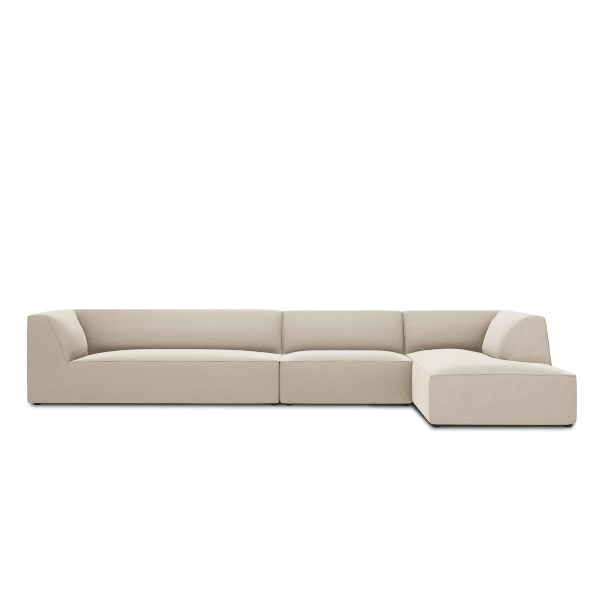 Ruby 5-Sitzer Ecksofa Rechts, mit Bezug aus Samt (Sal1) in Beige, 366x180 cm – Bild 1
