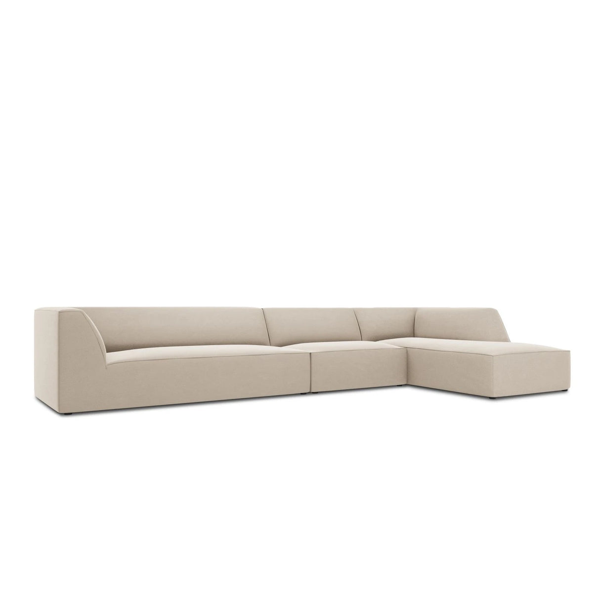 Ruby 5-Sitzer Ecksofa Rechts, mit Bezug aus Samt (Sal1) in Beige, 366x180 cm – Bild 5