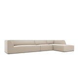 Ruby 5-Sitzer Ecksofa Rechts, mit Bezug aus Samt (Sal1) in Beige, 366x180 cm – Bild 5
