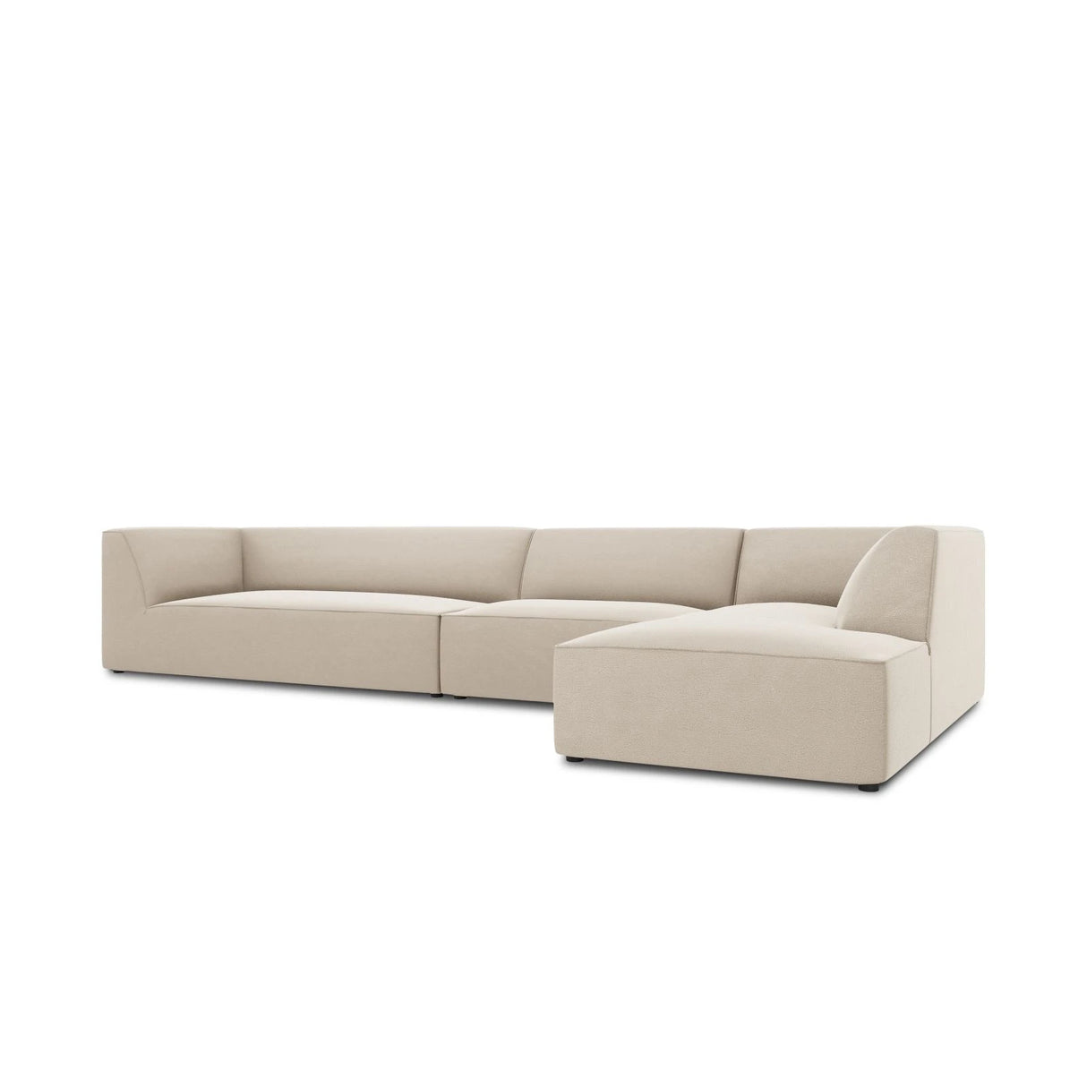 Ruby 5-Sitzer Ecksofa Rechts, mit Bezug aus Samt (Sal1) in Beige, 366x180 cm – Bild 6