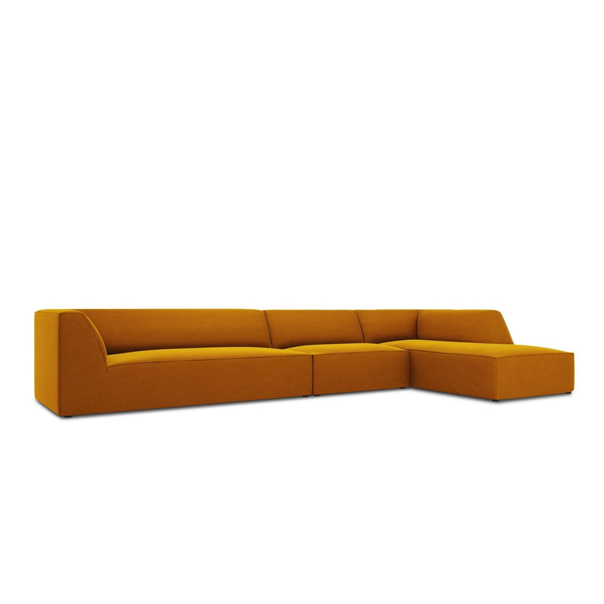 Ruby 5-Sitzer Ecksofa Rechts, mit Bezug aus Samt (Sal10) in Gelb, 366x180 cm – Bild 5