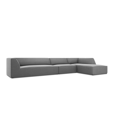 Ruby 5-Sitzer Ecksofa Rechts, mit Bezug aus Samt (Sal17) in Grau, 366x180 cm – Bild 5