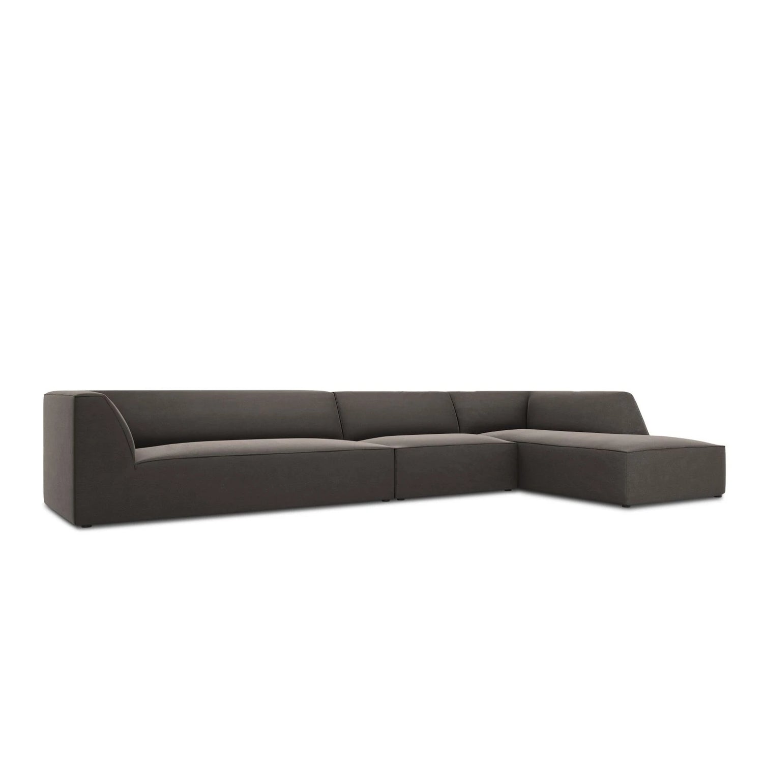 Ruby 5-Sitzer Ecksofa Rechts, mit Bezug aus Samt (Sal18) in Dunkelgrau, 366x180 cm – Bild 5