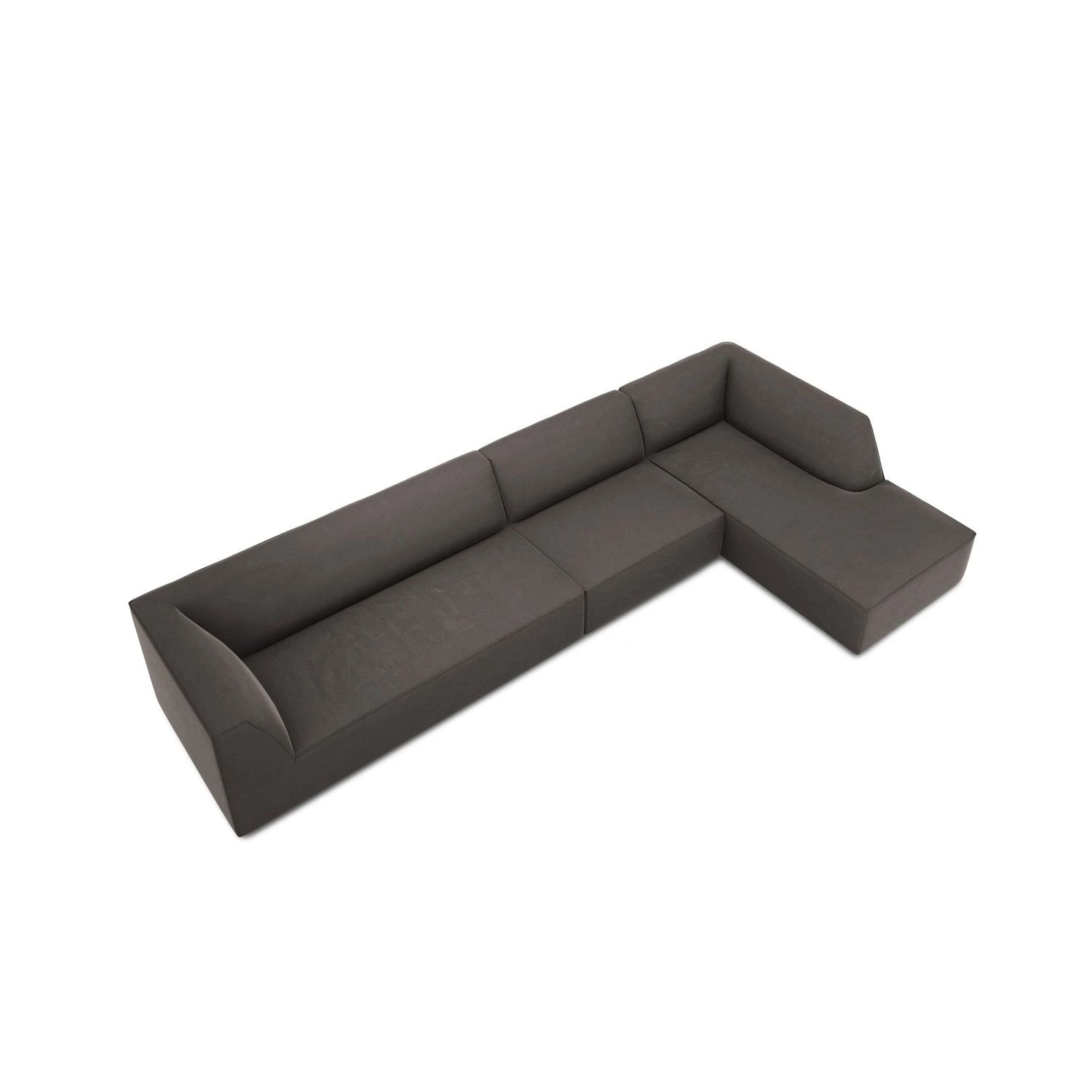Ruby 5-Sitzer Ecksofa Rechts, mit Bezug aus Samt (Sal18) in Dunkelgrau, 366x180 cm – Bild 7