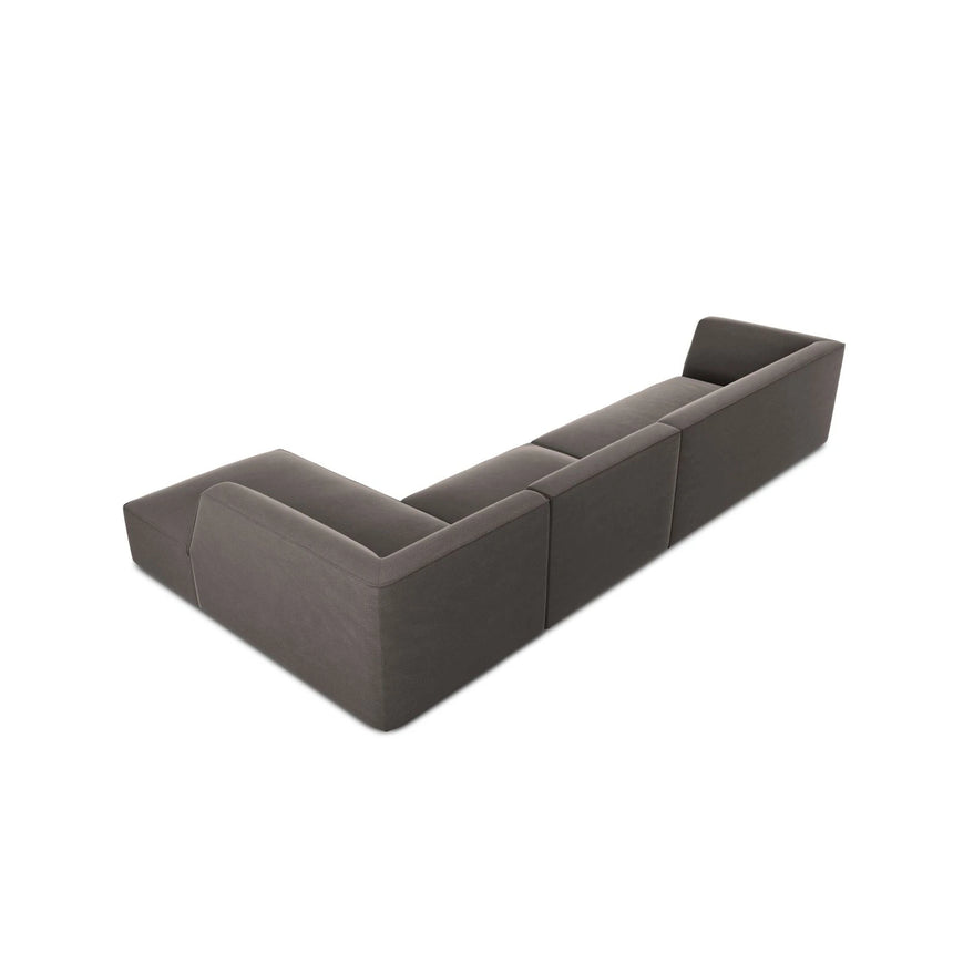 Ruby 5-Sitzer Ecksofa Rechts, mit Bezug aus Samt (Sal18) in Dunkelgrau, 366x180 cm – Bild 8