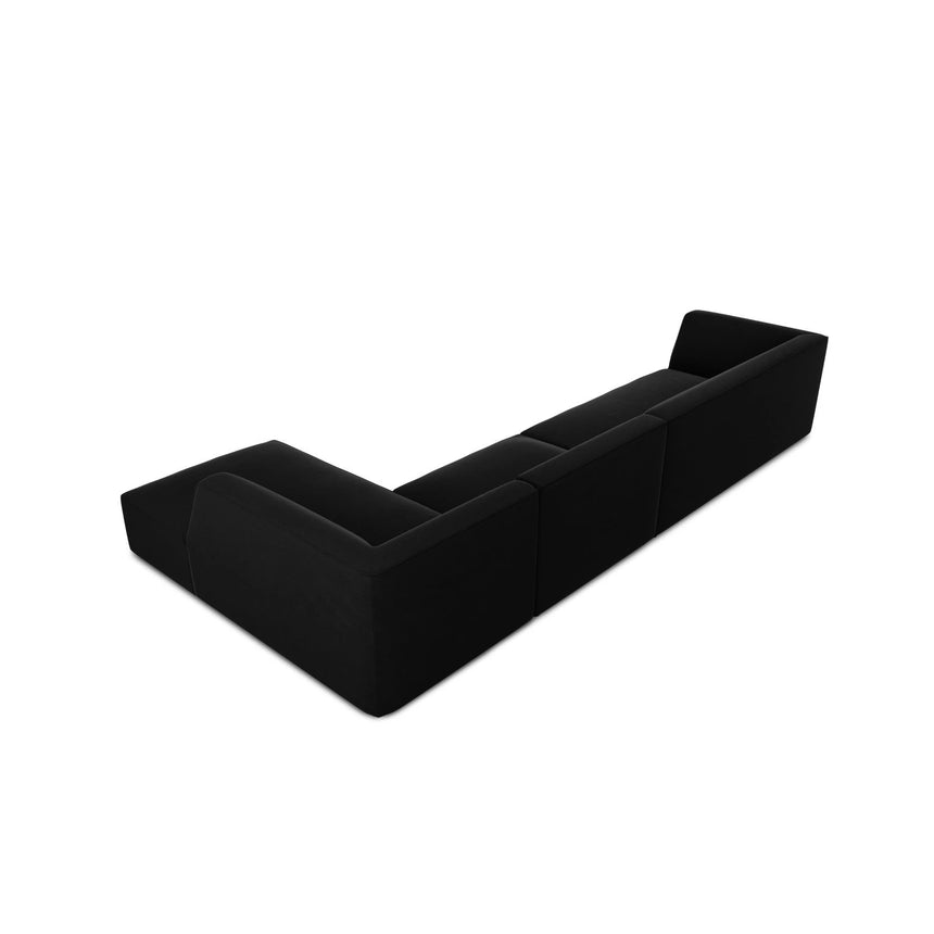 Ruby 5-Sitzer Ecksofa Rechts, mit Bezug aus Samt (Sal19) in Schwarz, 366x180 cm – Bild 8