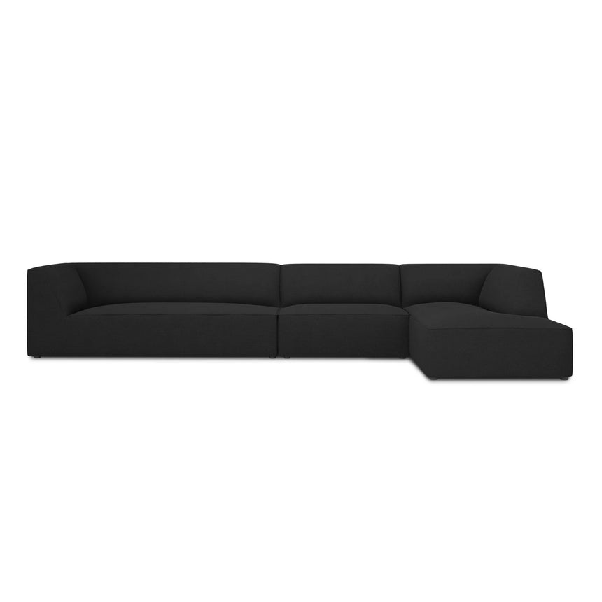 Ruby 5-Sitzer Ecksofa Rechts, mit Bezug aus Strukturierter Stoff (Ota12) in Schwarz, 366x180 cm – Bild 1