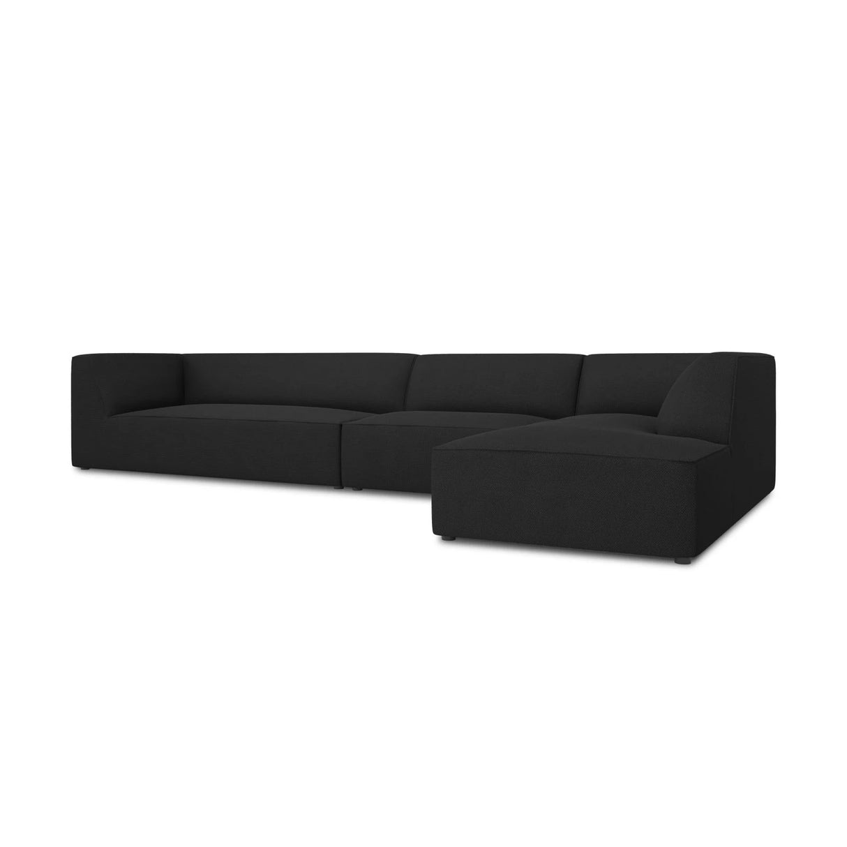 Ruby 5-Sitzer Ecksofa Rechts, mit Bezug aus Strukturierter Stoff (Ota12) in Schwarz, 366x180 cm – Bild 4